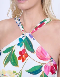 Garden Dream High Neck Swimsuit - Off White