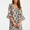 Geo Beach Dress - Black White and Gold