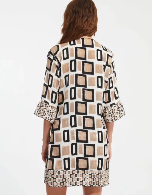 Geo Beach Dress - Black White and Gold