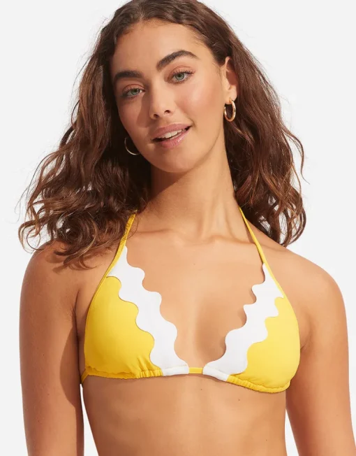 Gia Ric Rac Slide Tri Bikini Top - Citron