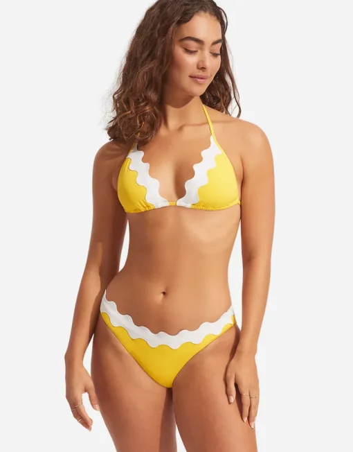 Gia Ric Rac Slide Tri Bikini Top - Citron
