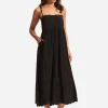 Gia Scallop Midi Dress - Black