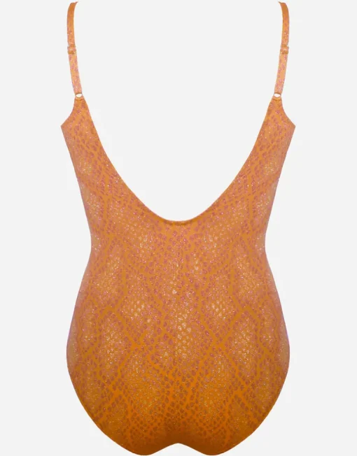 Glance Ruched Underwired Swimsuit - Metallic Apricot