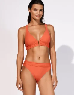 Honesty Gathered Band Bikini Pant - Flame