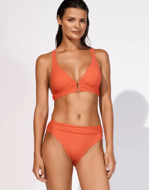 Honesty Gathered Band Bikini Pant - Flame
