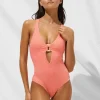 Island Nostalgia Cross Back Swimsuit - Ocean Coral