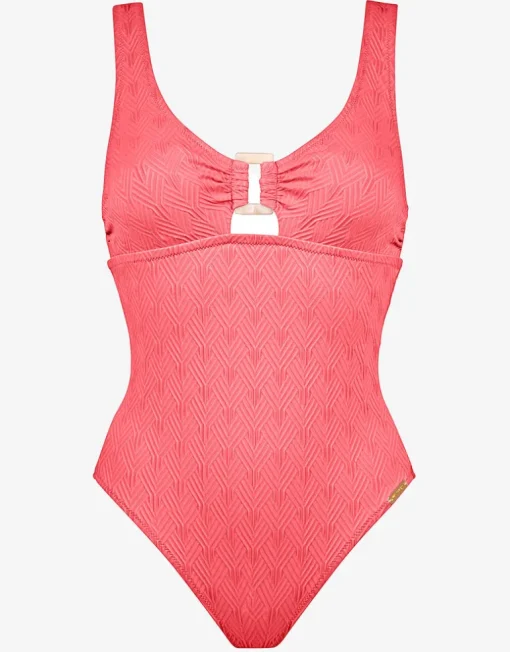 Island Nostalgia Ring Front Swimsuit - Ocean Coral