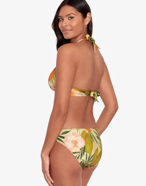 Island Tropical Rattan Ring Halter Bikini Top - Print