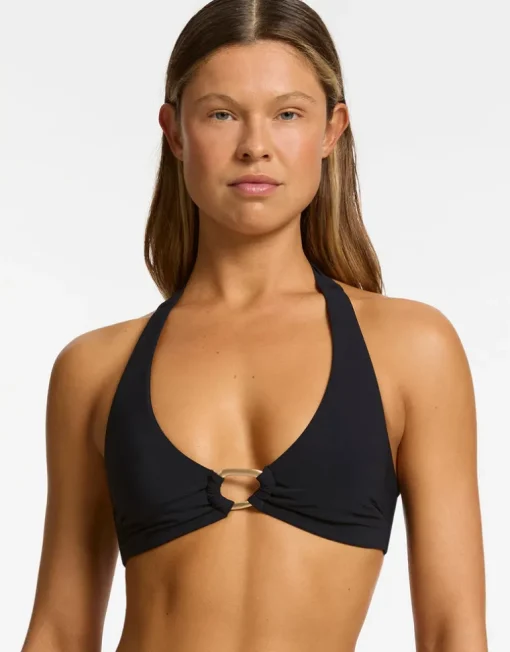 Jetset Lien Triangle Bikini Top - Black