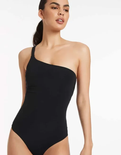 Jetset One Shoulder Swimsuit - Black