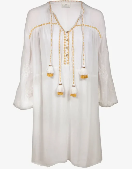 Kaftan Tunic - White and Pineapple