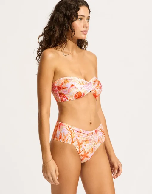 La Mer Gathered Band Retro Bikini Pant - White