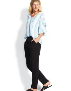 Linen Drawcord Trousers - Black