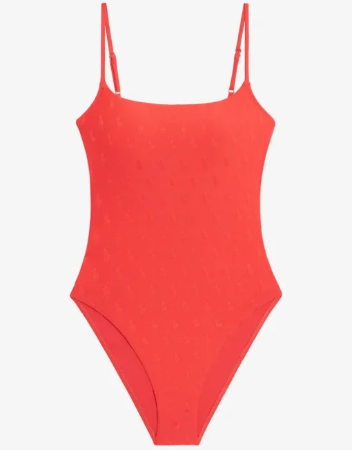 Logo Jacquard Kennedy Swimsuit - Bright Hibiscus