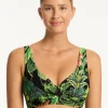 Lotus Cross Front Multi-fit Bikini Top - Black