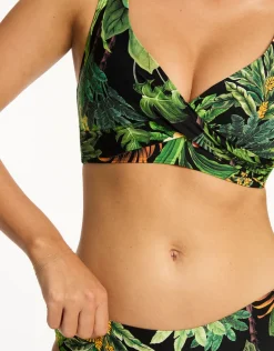 Lotus Cross Front Multi-fit Bikini Top - Black