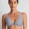 Luxe Stripe Ring OTS Bikini Top - Navy White