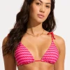 Mesh Effect Slide Tri Bikini Top - Chilli Red