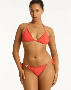 Messina Halter Slide Tri Bikini Top - Flame