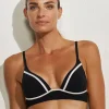 Metrics Bralette Bikini Top - Black White and Gold