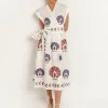 Mini Peacocks Wrap Midi Dress - White and Purple