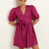 Minimal Mini Wrap Dress - Magenta