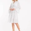 Monica Dress - White Silver