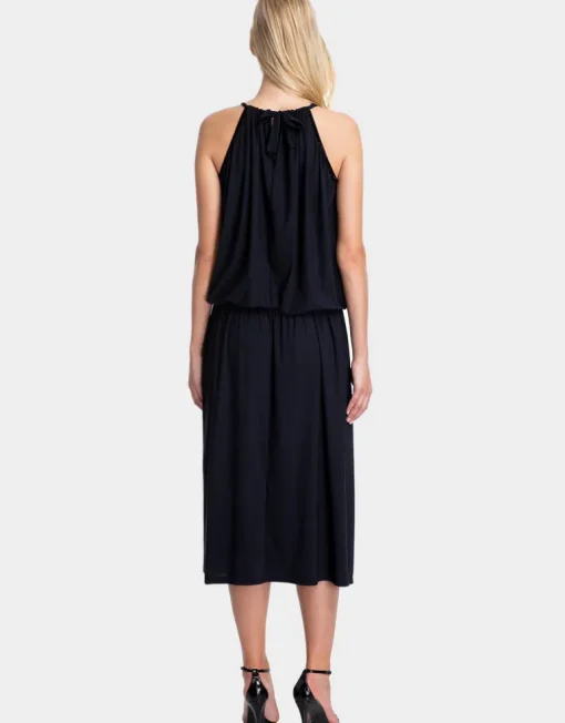 Moonlight Glow Halter Dress - Black