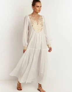 New Triangle Maxi Dress - White and Gold