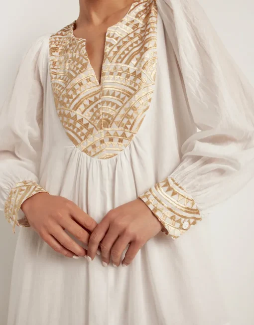 New Triangle Maxi Dress - White and Gold