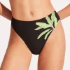 Palm Paradise High Rise Bikini Pant - Black