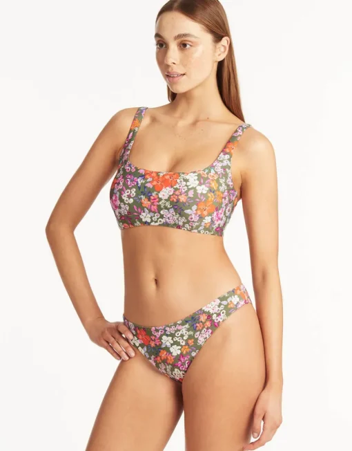 Parkland Low Square Neck Bikini Top - Khaki