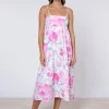 Peony Tie Back Midi Dress - Pink