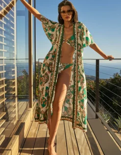 Perceptions Kimono Kaftan - Cream and Green