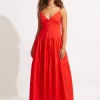 Poplin Maxi Dress - Red