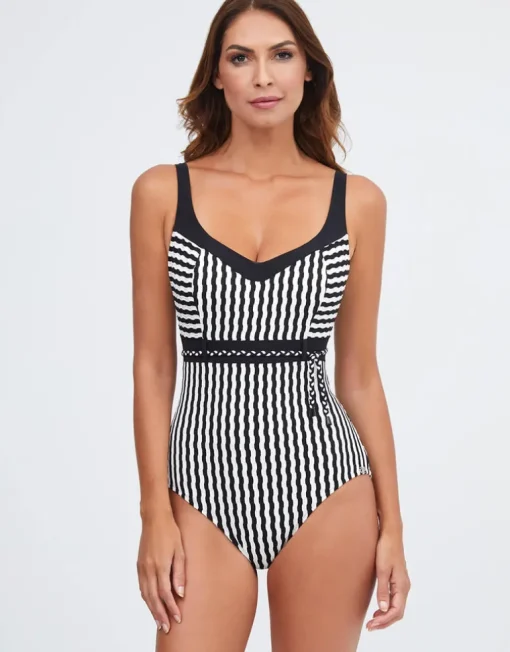Portofino Underwired Swimsuit - Black and White