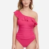 Profile Tutti Frutti Ruffle One Shoulder Swimsuit - Rose