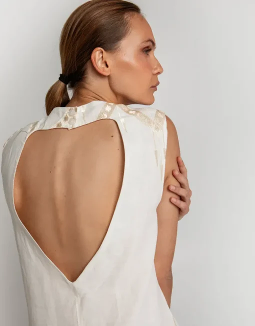 Roots Mini Dress - Natural and Champagne