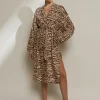 Sahara Shirred Cuff Shirtdress - Animal