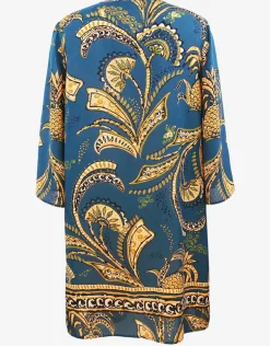 Satin Fruits Tunic - Ocean Pineapple