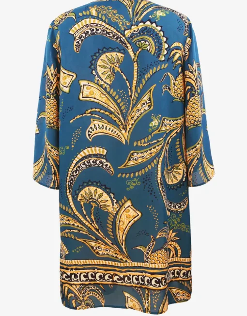 Satin Fruits Tunic - Ocean Pineapple