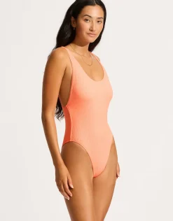Sea Dive Retro Swimsuit - Peach Pink