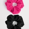 Sea Dive Scrunchy 2 Pack - Fuchsia Rose and Black