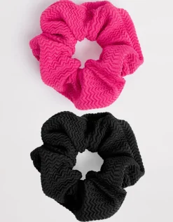 Sea Dive Scrunchy 2 Pack - Fuchsia Rose and Black