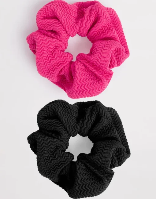 Sea Dive Scrunchy 2 Pack - Fuchsia Rose and Black