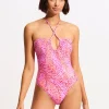 Sea Skin Bandeau Swimsuit - Fuchsia Rose