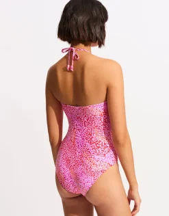 Sea Skin Bandeau Swimsuit - Fuchsia Rose