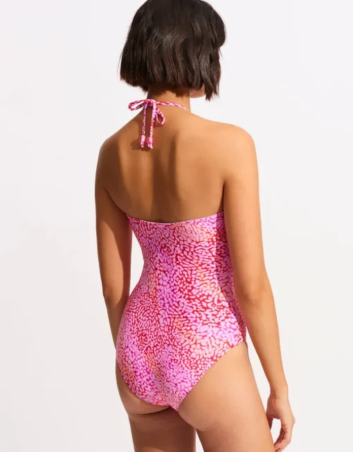 Sea Skin Bandeau Swimsuit - Fuchsia Rose