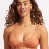 Second Wave Fixed Tri Bikini Top - Copper Tan