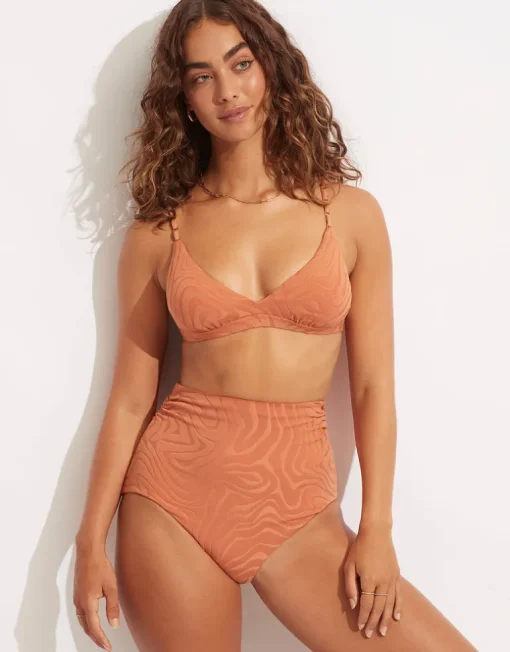 Second Wave Fixed Tri Bikini Top - Copper Tan